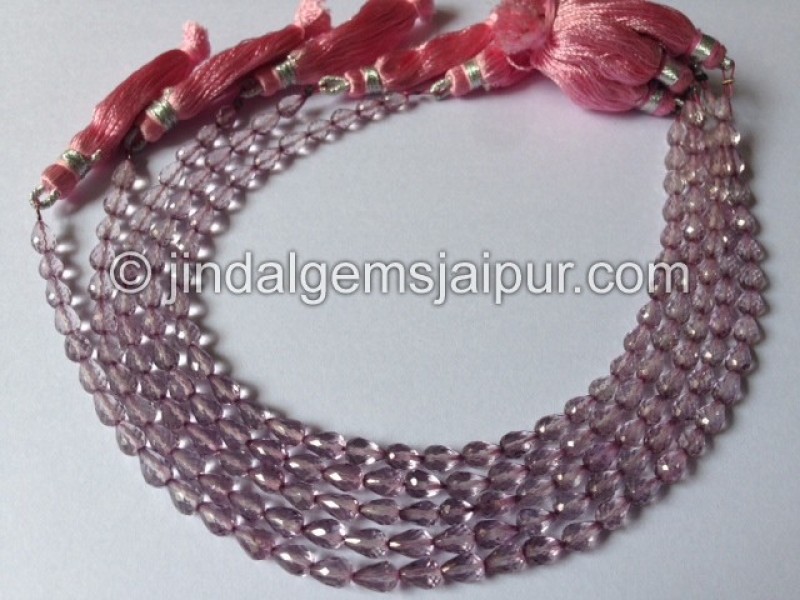 Pink Topaz Faceted Drops Beads